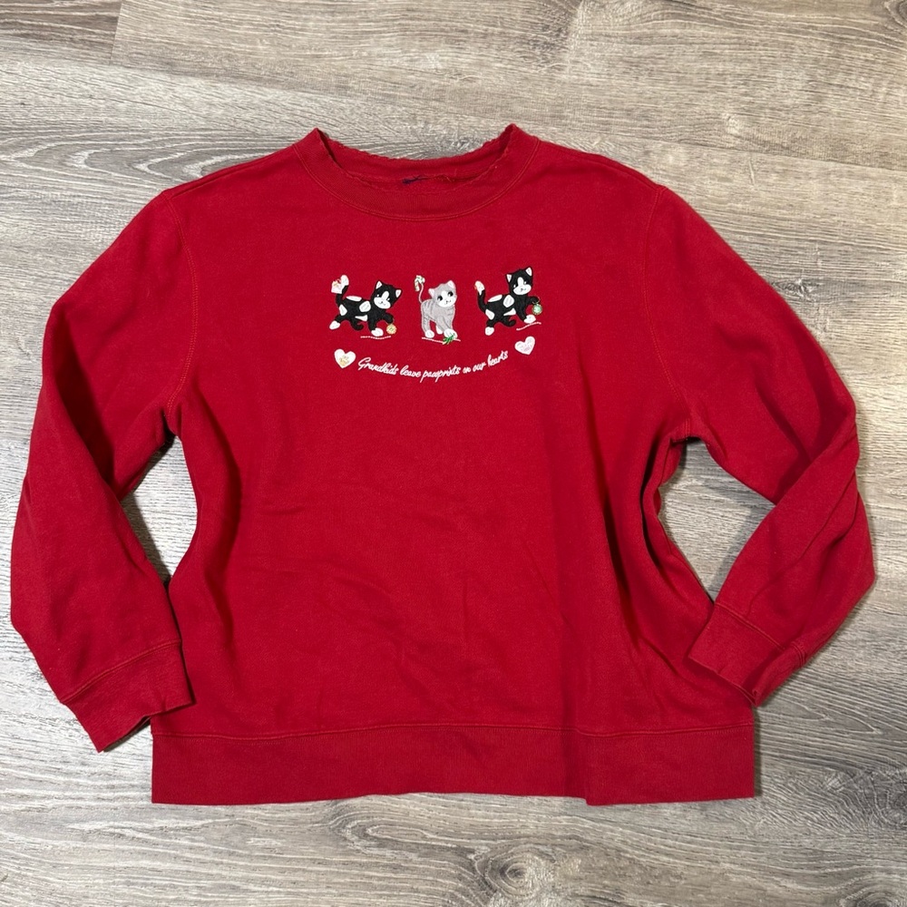 Vintage Cats Crewneck Sweatshirt grandkids leave pawprints on our hearts red